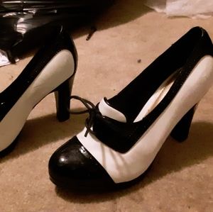 Black and white maryjane style heels